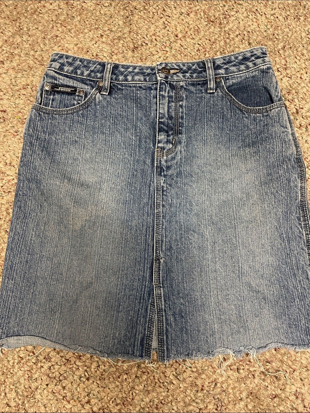 Vintage 90s squeeze by Stephen hardy Blue Denim mini Skirt with front slit